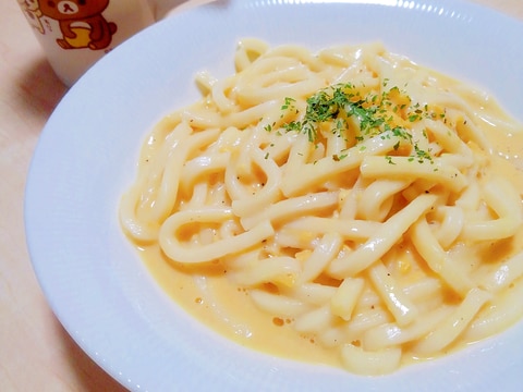 カルボナーラ風うどん♪　電子レンジでOK